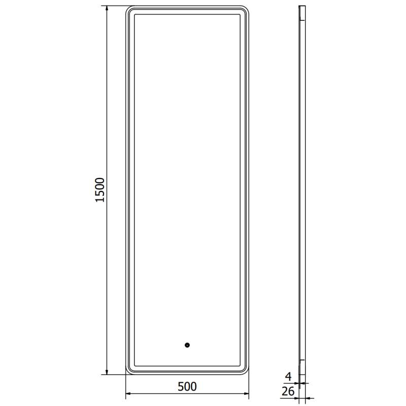 Mexen Coro miroir de salle de bain éclairé 50 x 150 cm, LED 6000K, anti-buée, cadre noir - 9817-050-150-611-70