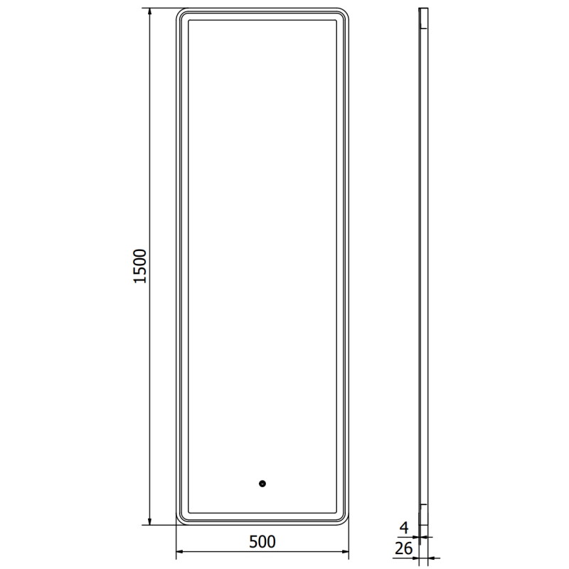 Mexen Coro miroir de salle de bains éclairé 50 x 150 cm, LED 6000K, anti-buée, cadre noir - 9817-050-150-611-70