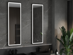 Mexen Coro miroir de salle de bain éclairé 50 x 150 cm, LED 6000K, anti-buée, cadre noir - 9817-050-150-611-70