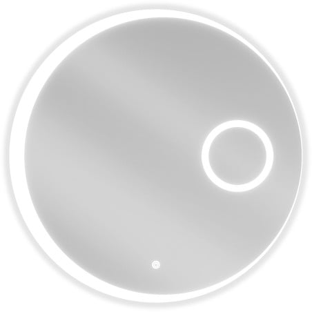 Mexen Ella miroir de salle de bains éclairé avec miroir cosmétique, rond 70 cm, LED 6000K, antibuée - 9811-070-070-611-00
