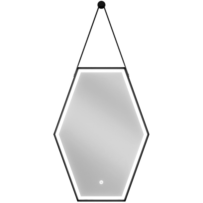 Mexen Orla miroir de salle de bains éclairé 50 x 70 cm, LED 6000K, antibuée, cadre noir - 9815-050-070-611-70
