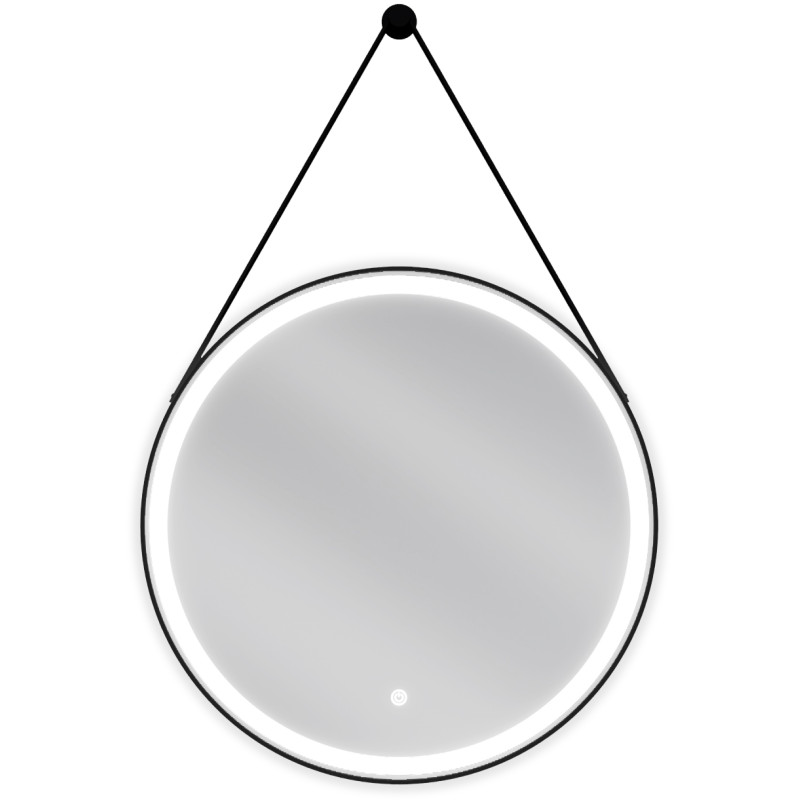 Mexen Reni miroir de salle de bain éclairé, rond 60 cm, LED 6000K, antibuée, cadre noir - 9812-060-060-611-70