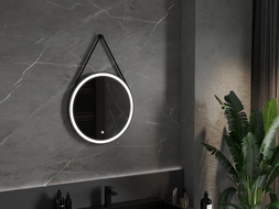 Mexen Reni miroir de salle de bain éclairé, rond 60 cm, LED 6000K, antibuée, cadre noir - 9812-060-060-611-70