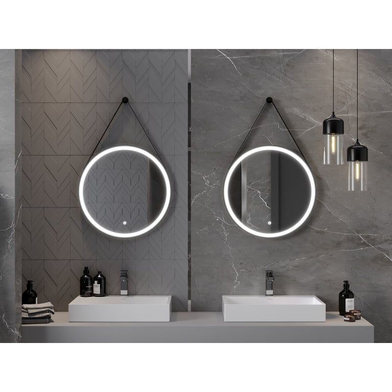 Mexen Reni miroir de salle de bain éclairé, rond 60 cm, LED 6000K, antibuée, cadre noir - 9812-060-060-611-70
