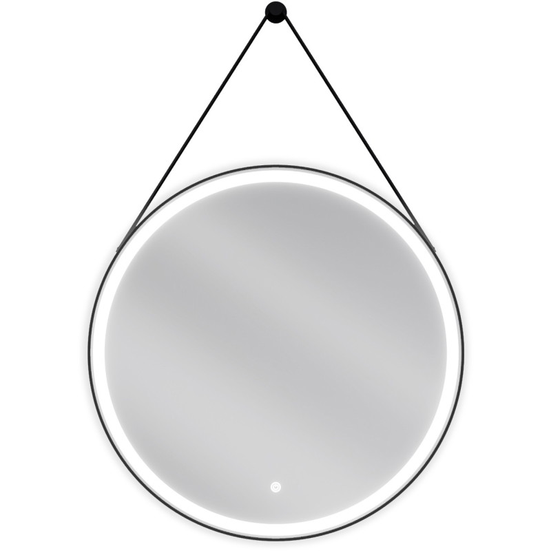 Mexen Reni miroir de salle de bain éclairé, rond 70 cm, LED 6000K, anti-buée, cadre noir - 9812-070-070-611-70