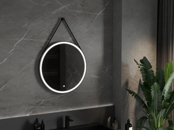 Mexen Reni miroir de salle de bain éclairé, rond 70 cm, LED 6000K, antibuée, cadre noir - 9812-070-070-611-70