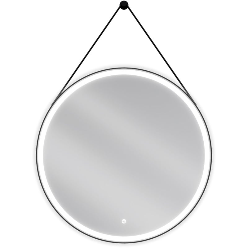Mexen Reni miroir de salle de bain éclairé, rond 80 cm, LED 6000K, anti-buée, cadre noir - 9812-080-080-611-70