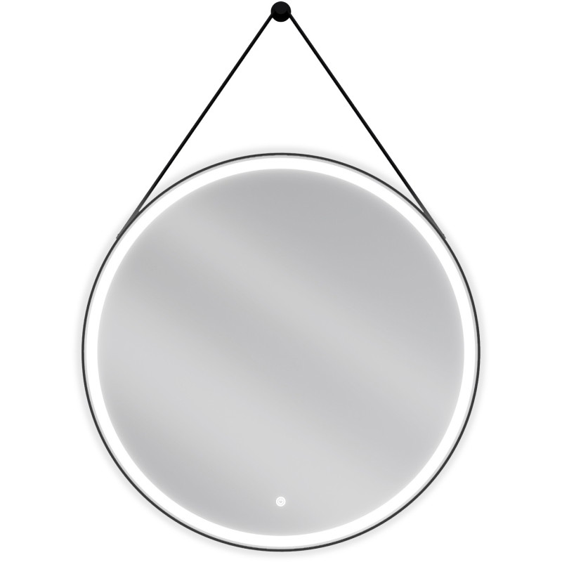 Mexen Reni miroir de salle de bain éclairé, rond 80 cm, LED 6000K, antibuée, cadre noir - 9812-080-080-611-70