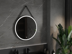 Mexen Reni miroir de salle de bain éclairé, rond 80 cm, LED 6000K, anti-buée, cadre noir - 9812-080-080-611-70