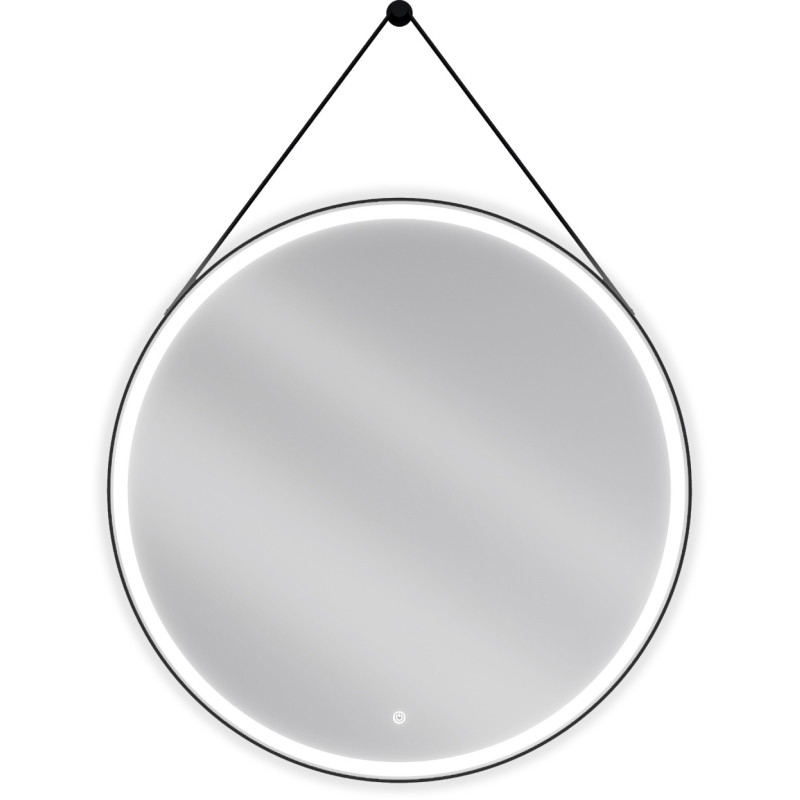 Mexen Reni miroir de salle de bain éclairé, rond 90 cm, LED 6000K, anti-buée, cadre noir - 9812-090-090-611-70