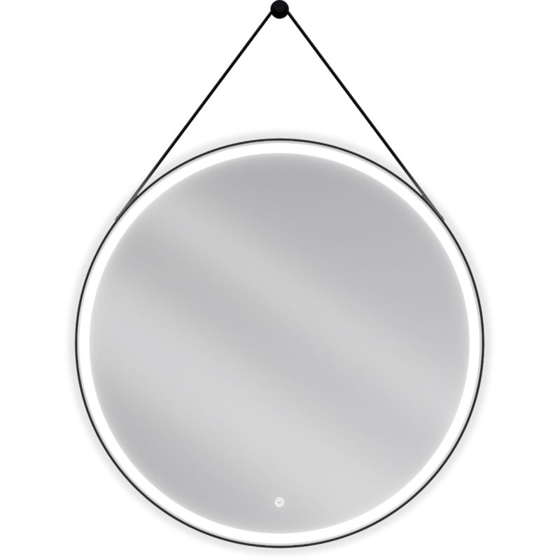 Mexen Reni miroir de salle de bain éclairé, rond 90 cm, LED 6000K, antibuée, cadre noir - 9812-090-090-611-70