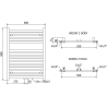 Mexen Hades radiateur salle de bain 800 x 600 mm, 452 W, blanc - W104-0800-600-00-20