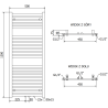 Mexen Hades radiateur de salle de bain 1200 x 500 mm, 570 W, noir - W104-1200-500-00-70