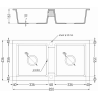 Mexen Mario évier en granit 2 bacs avec robinet de cuisine Aster, beige - 6504-69-73450-70-B