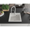 Mexen Vito Évier en granit 1 bac avec mitigeur de cuisine Aster, blanc - 6503-20-73450-02