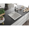 Mexen Vito Évier en granit 1 bac avec mitigeur de cuisine Aster, blanc - 6503-20-73450-02