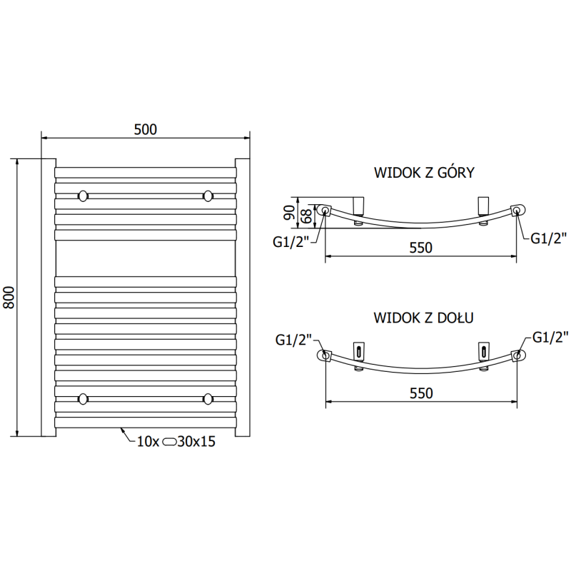 Mexen Helios radiateur de salle de bains 800 x 600 mm, 448 W, blanc - W103-0800-600-00-20