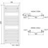 Mexen Helios radiateur salle de bain 1200 x 500 mm, 448 W, chrome - W103-1200-500-00-01