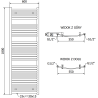 Mexen Helios radiateur de salle de bains 1800 x 600 mm, 990 W, noir - W103-1800-600-00-70