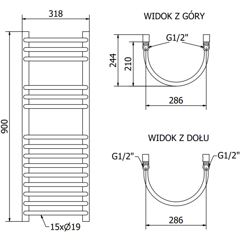 Mexen Eros radiateur de salle de bain 900 x 318 mm, 315 W, blanc - W112-0900-318-00-20