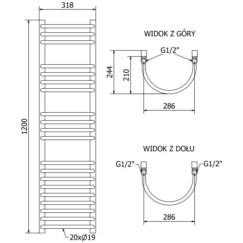Mexen Eros radiateur de salle de bain 1200 x 318 mm, 332 W, chrome - W112-1200-318-00-01