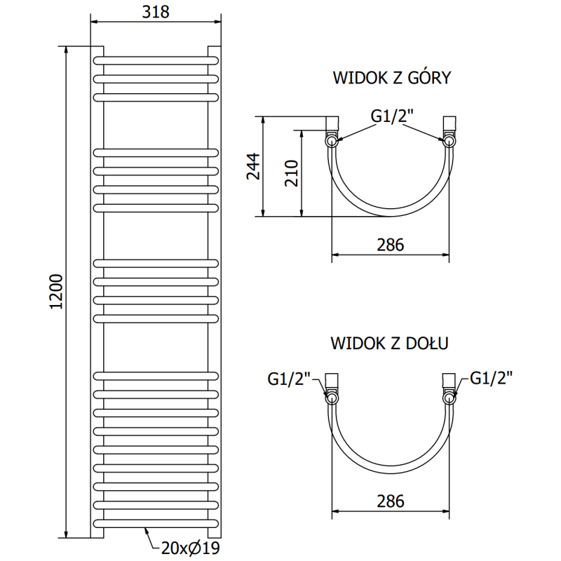 Mexen Eros radiateur de salle de bains 1200 x 318 mm, 332 W, chrome - W112-1200-318-00-01