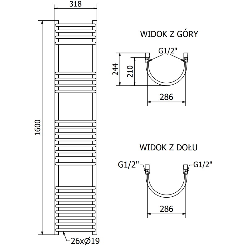 Mexen Eros radiateur de salle de bain 1600 x 318 mm, 551 W, noir - W112-1600-318-00-70