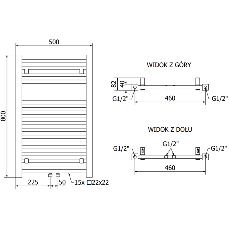 Mexen Pluton radiateur de salle de bain 800 x 500 mm, 410 W, blanc - W106-0800-500-00-20