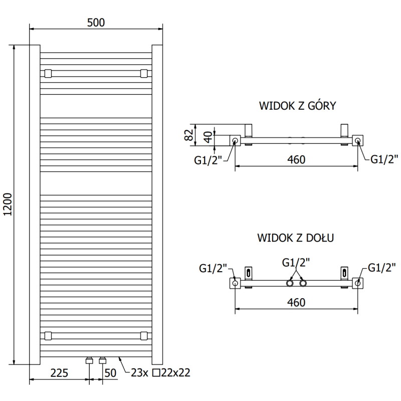 Mexen Pluton radiateur de salle de bains 1200 x 500 mm, 625 W, blanc - W106-1200-500-00-20