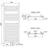 Mexen Pluton radiateur de salle de bains 1200 x 500 mm, 625 W, blanc - W106-1200-500-00-20