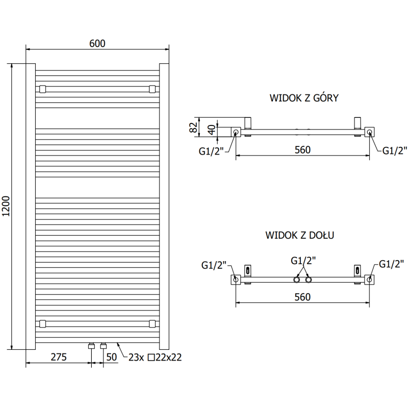 Mexen Pluton radiateur de salle de bain 1200 x 600 mm, 726 W, blanc - W106-1200-600-00-20