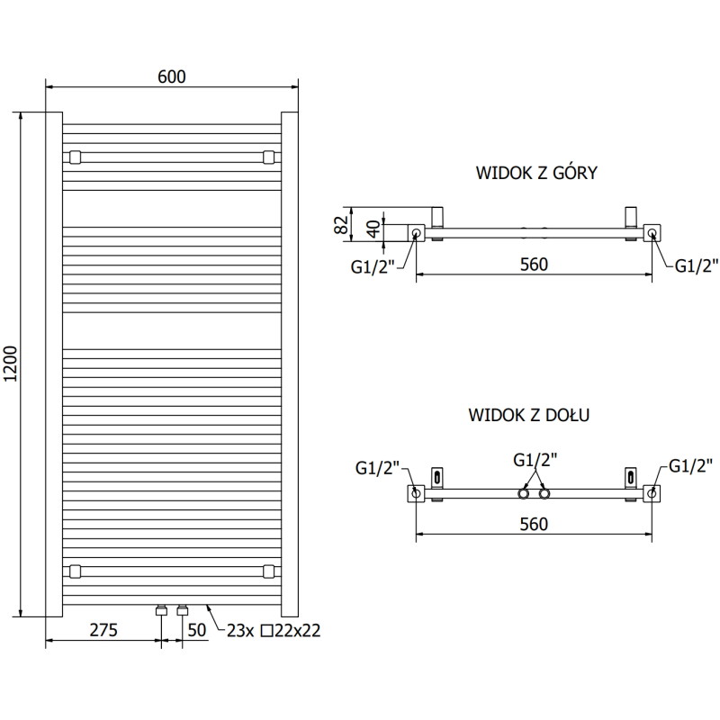 Mexen Pluton radiateur salle de bain 1200 x 600 mm, 726 W, blanc - W106-1200-600-00-20