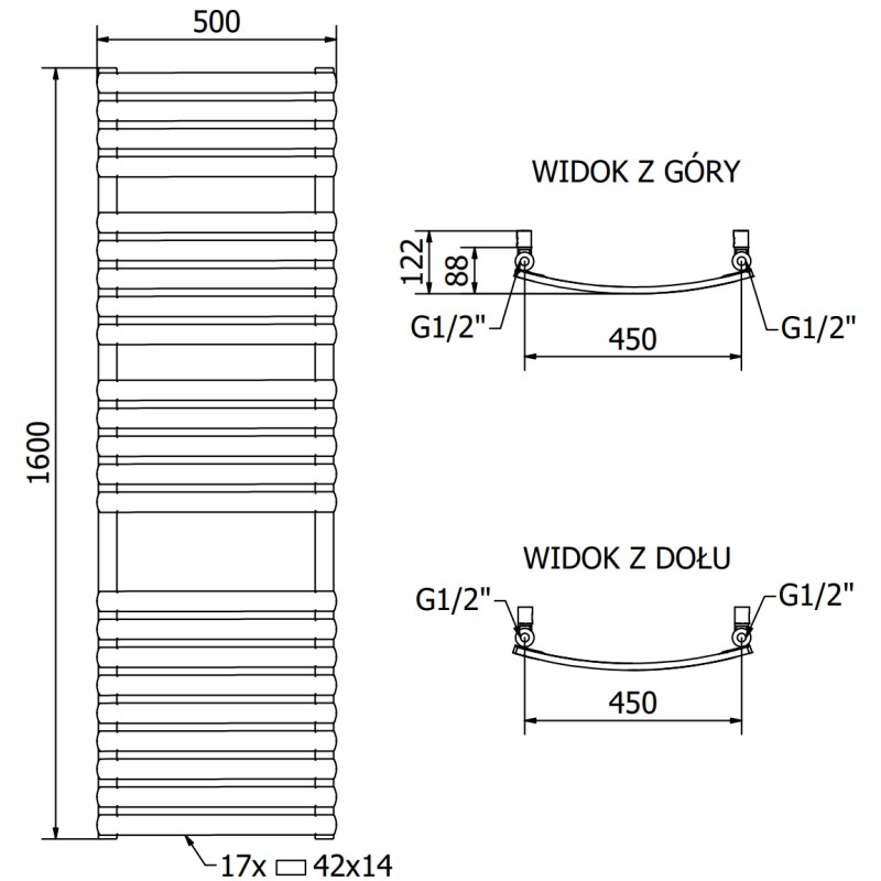 Mexen Bachus radiateur de salle de bain 1600 x 500 mm, 787 W, blanc - W109-1600-500-00-20