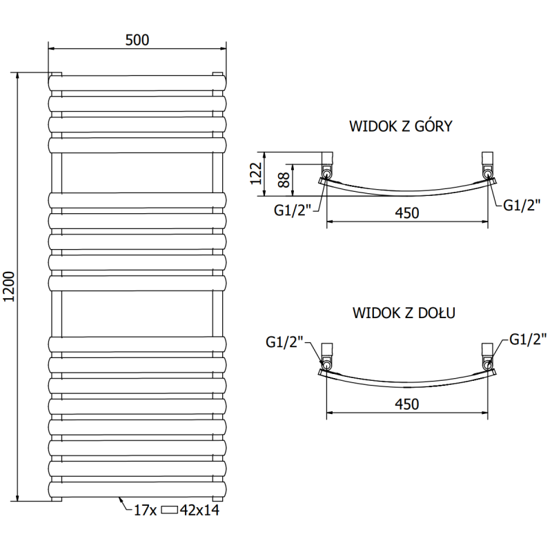 Mexen Bachus radiateur de salle de bain 1200 x 500 mm, 619 W, blanc - W109-1200-500-00-20