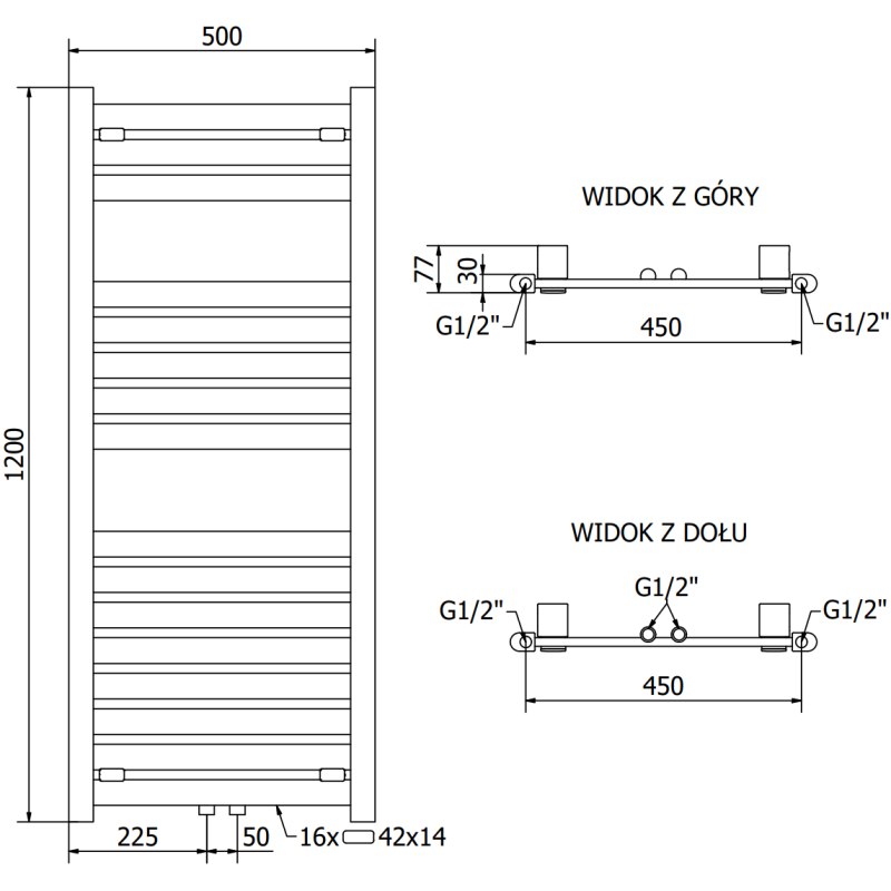 Mexen Uran radiateur de salle de bains 1200 x 500 mm, 534 W, blanc - W105-1200-500-00-20