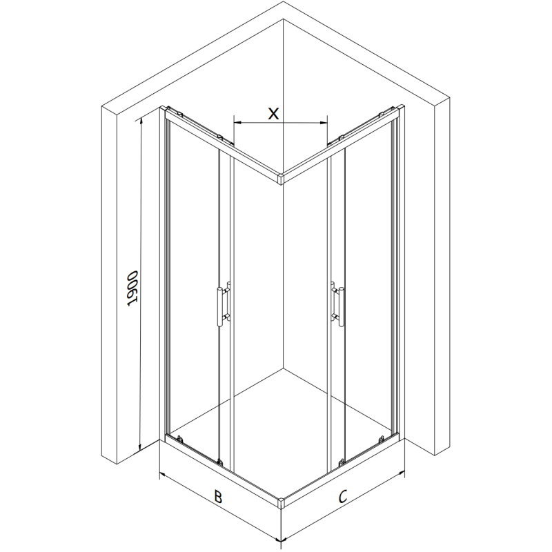 Mexen Rio cabine de douche carrée 80 x 80 cm, transparent, or + receveur, blanc - 860-080-080-50-00-4510