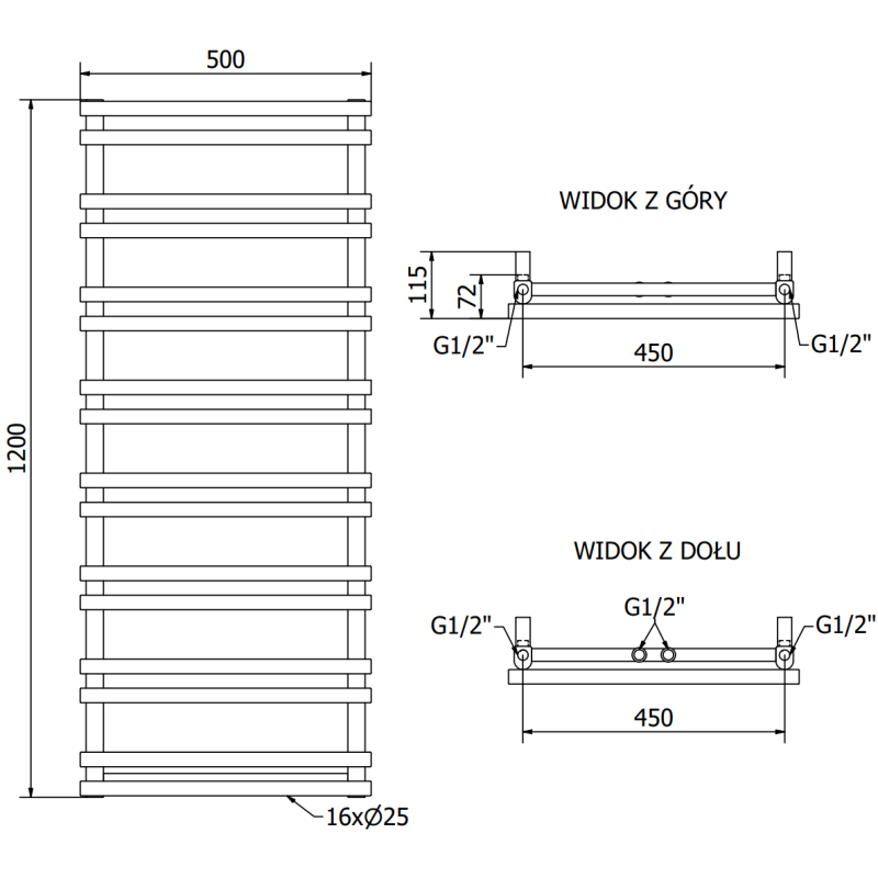 Mexen Saturn radiateur de salle de bain 1200 x 500 mm, 409 W, blanc - W108-1200-500-00-20