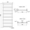Mexen Saturn radiateur de salle de bain 1200 x 500 mm, 409 W, noir - W108-1200-500-00-70