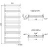 Mexen Saturn radiateur de salle de bains 1200 x 500 mm, 409 W, noir - W108-1200-500-00-70