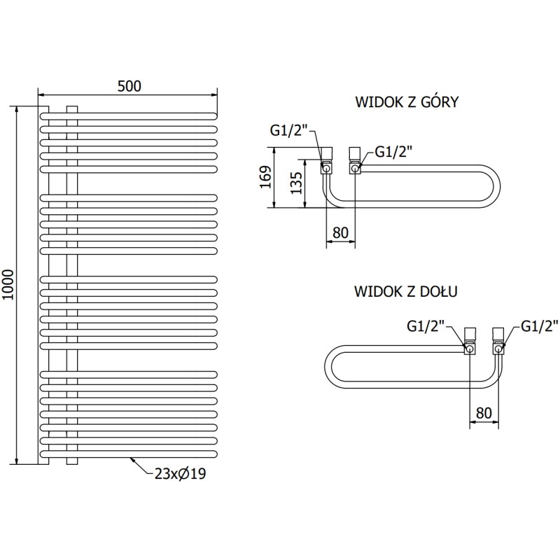 Mexen Amor radiateur de salle de bain 1000 x 500 mm, 809 W, noir - W120-1000-500-00-70