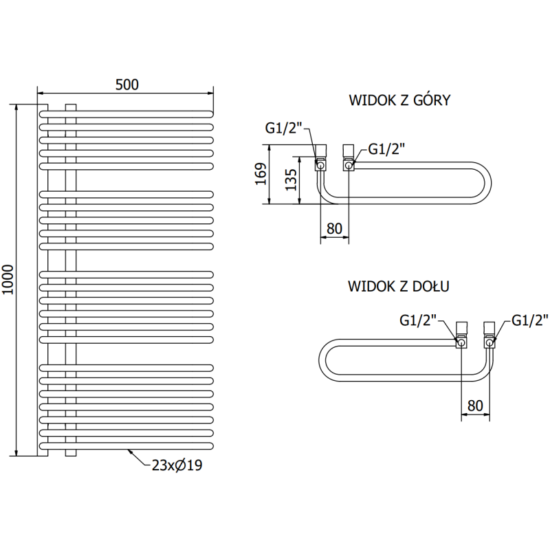 Mexen Amor radiateur de salle de bains 1000 x 500 mm, 809 W, noir - W120-1000-500-00-70