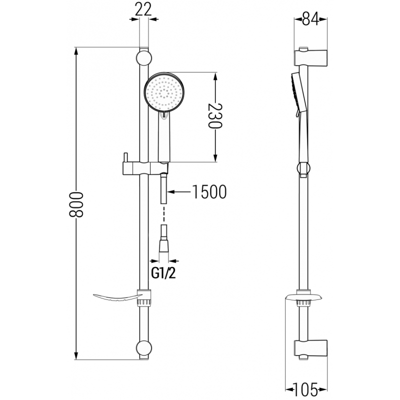 Mexen Kama DF75 ensemble de douche, chrome - 72504DF75-00
