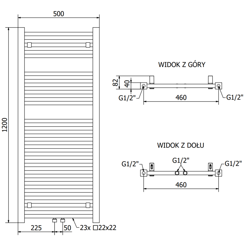 Mexen Pluton radiateur de salle de bain 1200 x 500 mm, 625 W, anthracite - W106-1200-500-00-66