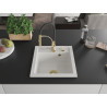 Mexen Vito Évier en granit 1 bac avec robinet de cuisine Aster, blanc - 6503-20-73450-57-G