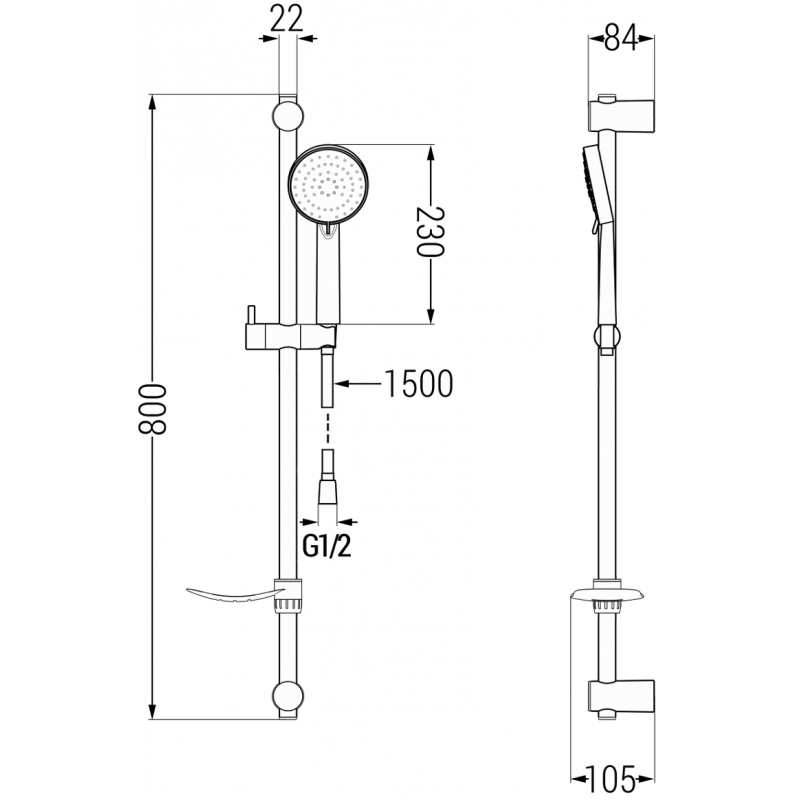 Mexen Kama DS75 ensemble de douche, noir - 72504DS75-70
