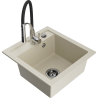 Mexen Vito évier en granit 1 bac avec robinet de cuisine Aster, beige - 6503-69-73450-07-B
