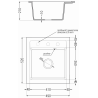 Mexen Vito évier en granit 1 bac avec robinet de cuisine Aster, beige - 6503-69-73450-57-G
