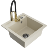 Mexen Vito évier en granit 1 bac avec robinet de cuisine Aster, beige - 6503-69-73450-57-B