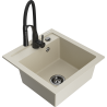 Mexen Vito évier en granit 1-bac avec robinet de cuisine Aster, beige - 6503-69-73450-70-B