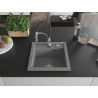 Mexen Vito évier en granit 1 bac avec robinet de cuisine Aster, gris - 6503-71-73450-07